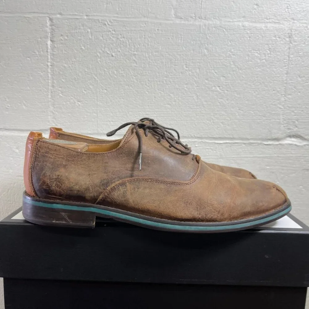 John Fluevog 1204025 Brown Leather Oxford Dress Shoes Lace up Men's‎ 12 US